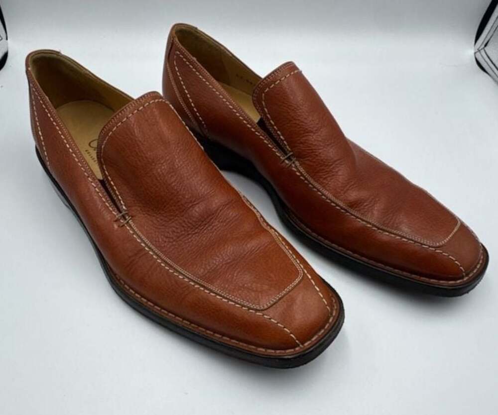 Cole Haan Collection Brown Leather Square Toe Slip-On Loafers